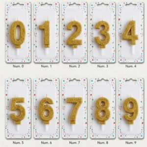 Gold Glitter Number Candles