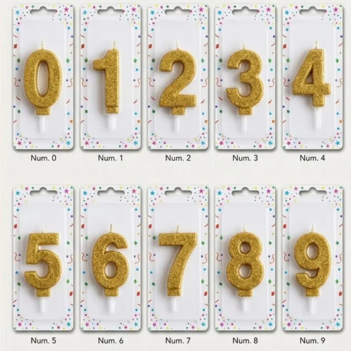 Gold Glitter Number Candles