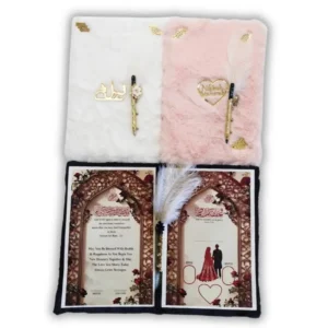 Luxury Fur Nikah Booklet with Pen