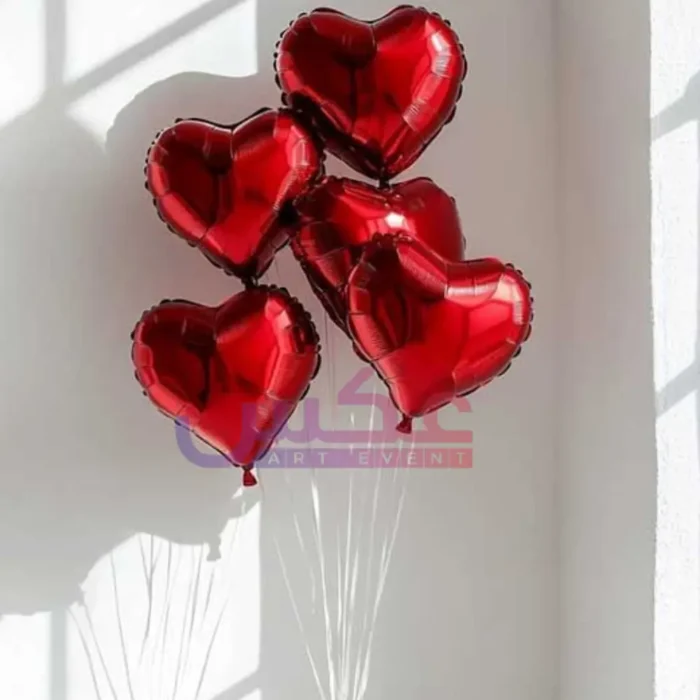 Inches Heart Shape Large 5 Pcs Foil Balloons Set 2
