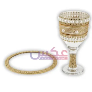 Royal Doodh Pilai Glass Set Beaded & Golden Wedding Glass