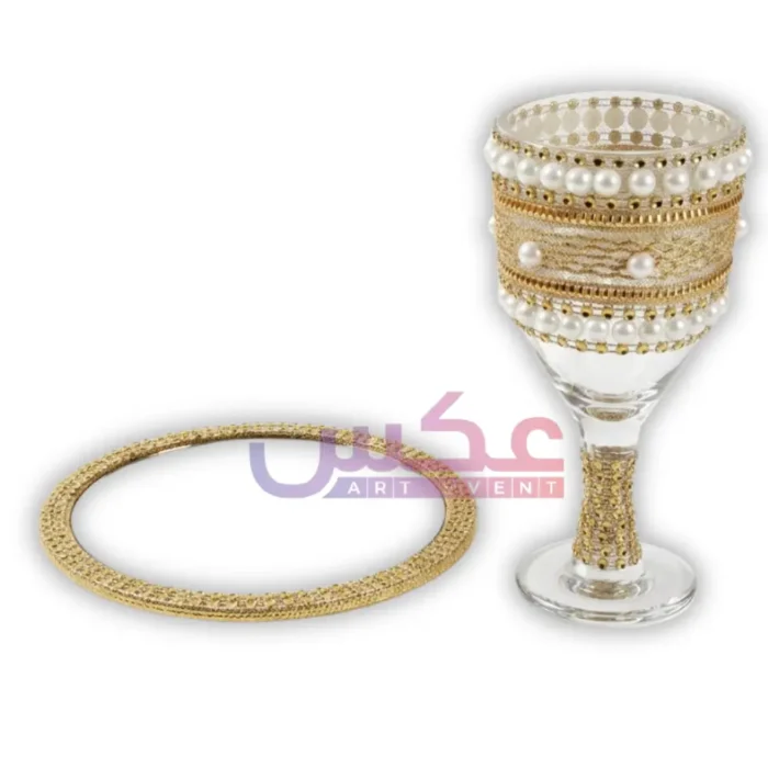 Royal Doodh Pilai Glass Set Beaded & Golden Wedding Glass